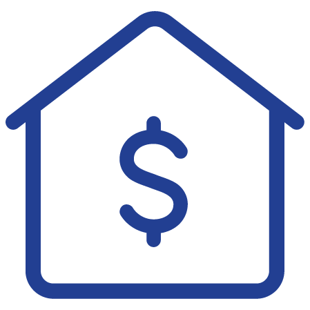 Budget at a Glance icon - House with dollar sign.